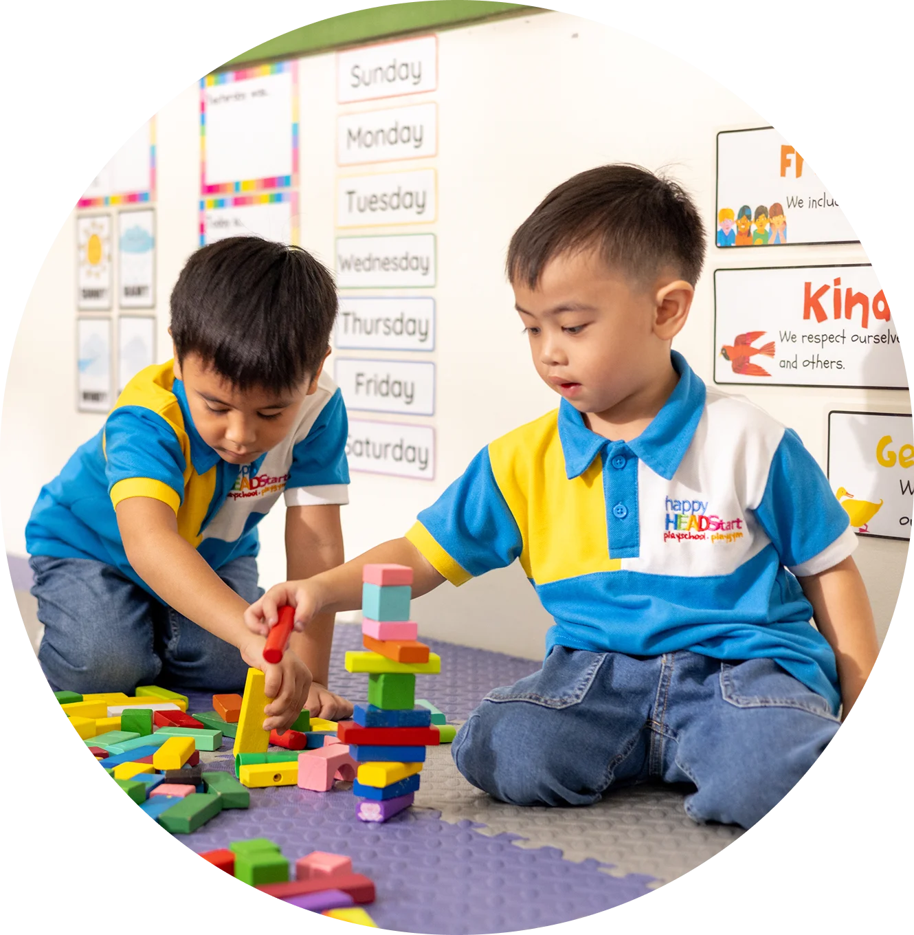 Happy Head Start students engaged in indoor activities
